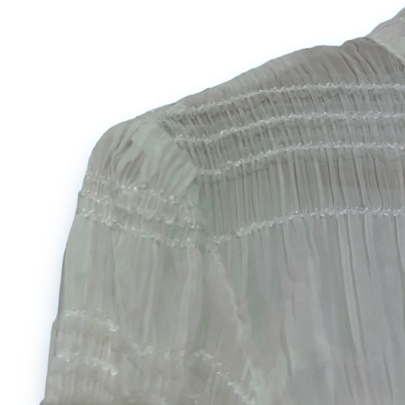 Keepsake The Label Naive High Neck Blouse in Ivory White Chiffon Sparkle - Picture 9 of 17